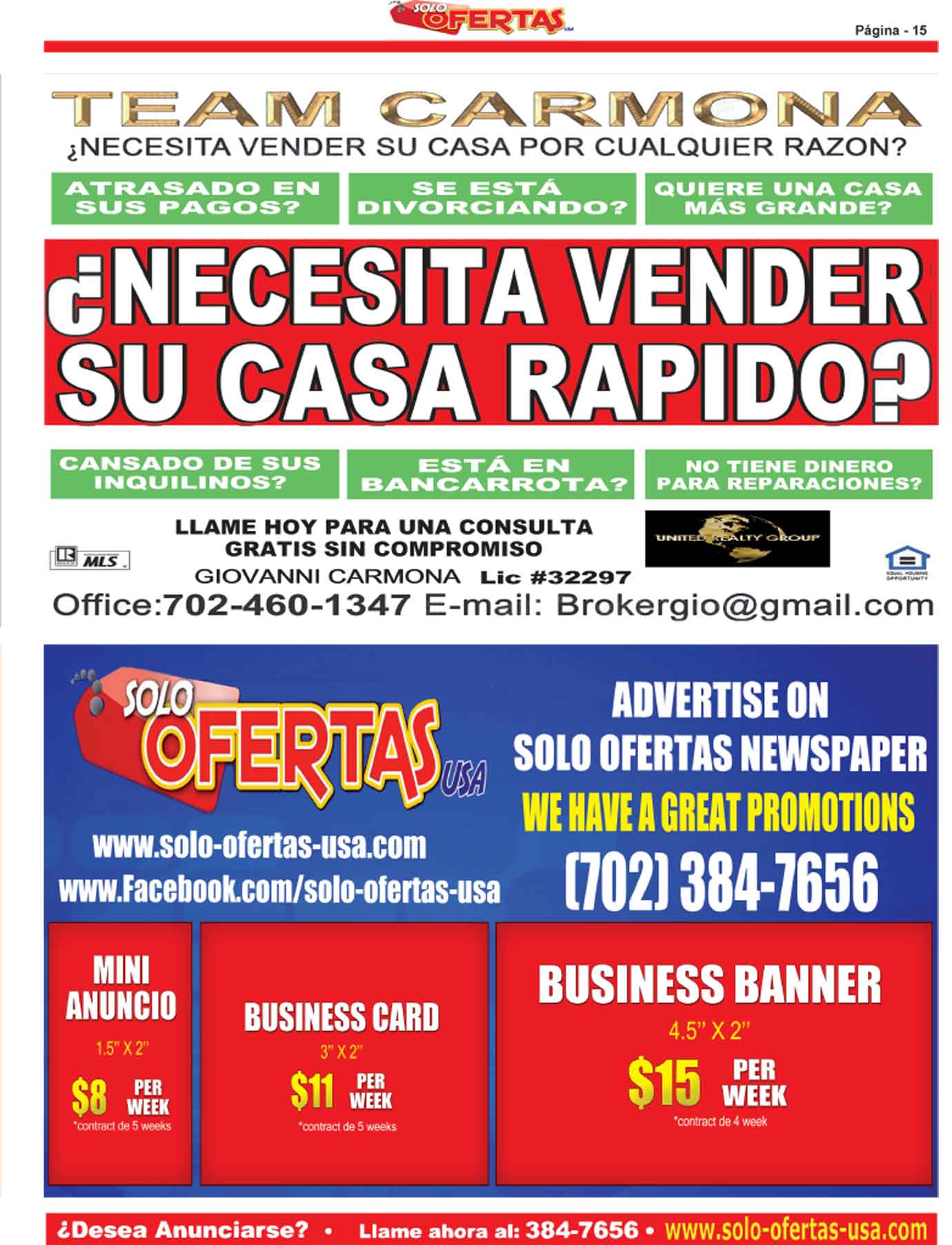 Solo Ofertas USA - Periódico semanal de distribución GRATUITA